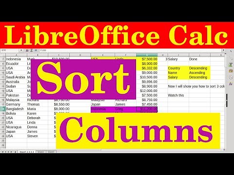 LibreOffice Calc Sort Columns