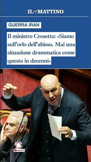 Guerra Iran, Crosetto: «Siamo sull'orlo dell'abisso. Mai una situazione drammatica come questa»