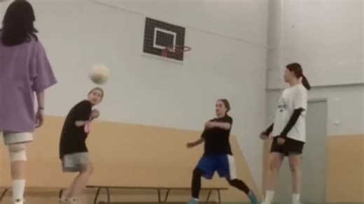 Volleyball training goes wrong when girl gets hit in the face by ball