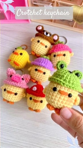 💫 Mini Crochet Keychain Tutorial Quick & Easy #crochet #preetytutorial #shorts