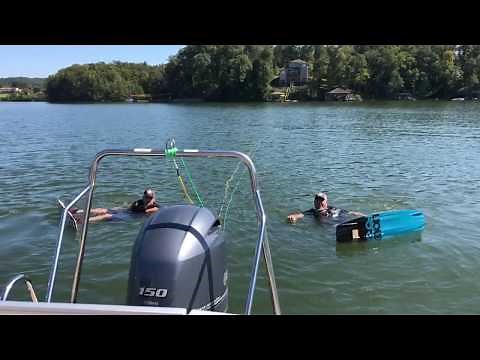 Doubles Wakeboarding behind a Bennington 2275GCW SPS Tritoon with Yamaha F150! New Driver too!