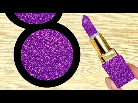Slime Coloring with Makeup !! Mixing Purple Eyeshadow + Lipstick into Clear Slime | Satisfying ASMR