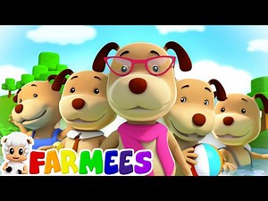 Five little Dogs | Nursery Rhymes & Children Songs | Animal Cartoon | Farmees - Videos For Kids