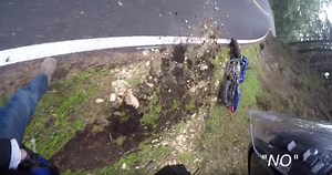 First-Person View on a Motorcycle Crash Saved by Airbag Vest