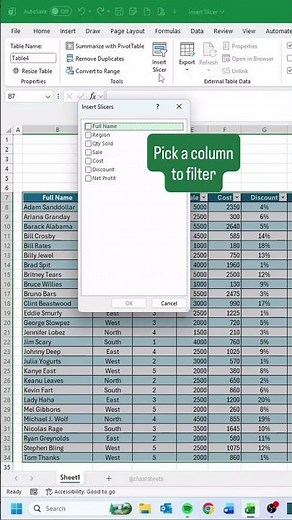 How to Insert Slicers in Excel! 🔪 #excel
