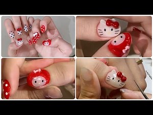 NAIL ART !! Cute Hello Kitty Nails: Easy Step-by-Step Guide !! Tutorial Nail Art !!
