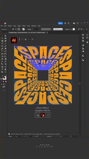 Hollow text with perspective #design #illustrator #pucktprdesign