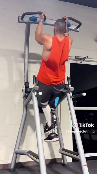 “#dropset #gym #Fitness” - @GimpStrength [Alt text: Video of Don performing pull ups and during the middle of the set, he performs a “dropset” by letting his prosthetic leg drop which makes his pull ups lighter.] Thank you for sharing how you get busy in the gym! Even if the wheels fall off (or leg), you don’t let that stop you. Keep dropping your sets 🙌🦿 CAN’T STOP. WON’T STOP. REFUSE TO STOP. #AMPLIFE