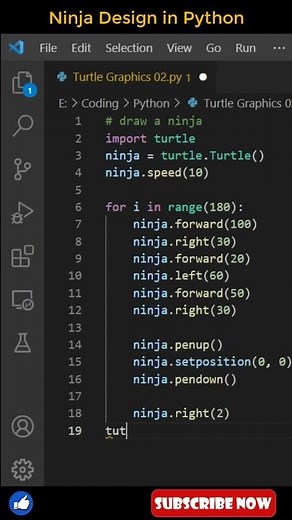 Draw a Ninja Design using python turtle! 😯 #python #shorts