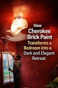How Cherokee brick paint transforms a bedroom into a dark and elegant retreat