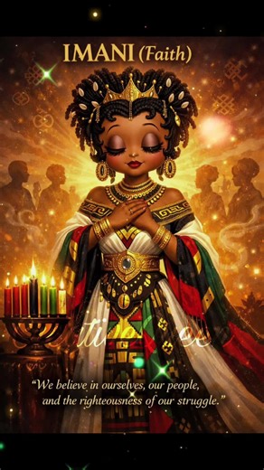 As Kwanzaa comes to a close, we honor Imani — Faith. Faith in ourselves. Faith in our families. Faith in our communities. Faith in our future. We reflect, we feast, we give thanks, and we step into the New Year grounded in belief and hope. ✊🏾✨ #Imani #KwanzaaDay7 #Faith #AfrocentricArt #BlackExcellence