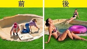 1.5K views | Diyのスイミングプールと池で、自分だけの裏庭のオアシスを作ろう！ | 5分でできる DIY で遊ぼう | Facebook