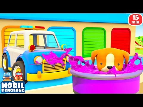 Permainan Mobil untuk Anak-anak. Mobil Penolong dan Anak Anjing. Kartun tentang Kendaraan Jalanan