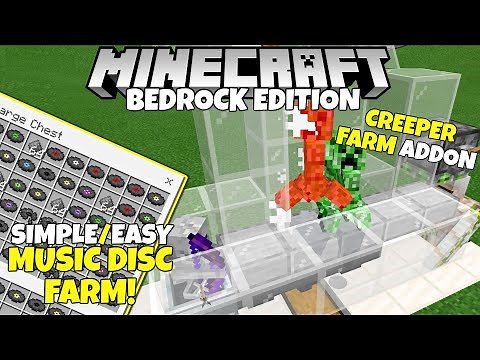 Minecraft Bedrock: EASY Music Disc Farm! Creeper Farm Addon Tutorial! MCPE Xbox PC Ps4