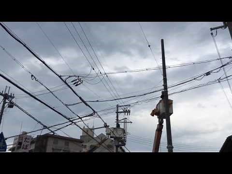 電柱建て替え 電線の張り替え作業