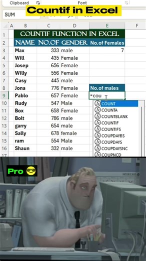countif function in excel ✌️ #excel #exceltutorial #spreadsheetmagic
