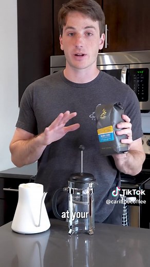 How to brew coffee in your French Press All you need is: coarse ground coffee, about 2 cups of hot water, and a French Press Start by putting four heaping tablespoons (32 grams) of coarse ground coffee into your French Press Pour just enough hot water in to wet your grounds (60 grams), stir and allow to bloom for 30 seconds Once you have allowed your grounds to bloom, pour the remaining water (356g) in to your French Press and push the plunger just below the water line. Allow the coffee to steep