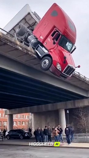 9.6K views · 143 reactions | Truck hanging off bridge — and the fall caught on camera. After an accident, the cabin dangled over the edge, hanging by a thread. Bystanders filmed the moment it finally plunged into the abyss. Luckily, the driver escaped, but the footage looks straight out of an action movie. #truck #fail #bridge #crash #shock #viralvideo #shot #cars #what #wtf #city #really #ai #no #sos | The.worldai | Facebook