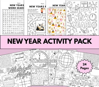 Printable New Year Activities and Coloring Pages | New Years Placemats
