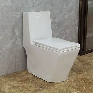 [Hot Item] China Ceramic Sanitary White Modern Design 4 Inch Outlet Diamond Square Shape One Piece Wc Toilets