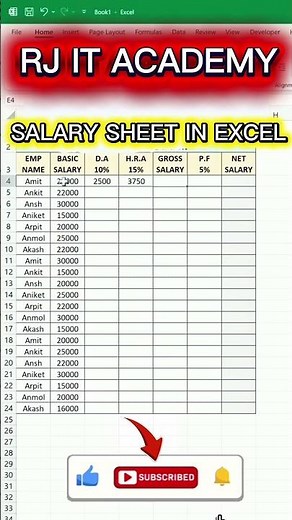 Employee Salary Sheet in MS Excel (Complete Description & Calculation)
