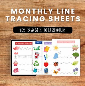 Monthly Themed Line Tracing Sheets: Preschool Kindergarten Printable (PDF File) - Etsy Australia