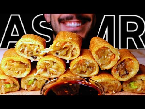 ASMR SPRING ROLLS w/ CHILI SOY SAUCE (EATING SOUNDS) NO TALKING MUKBANG