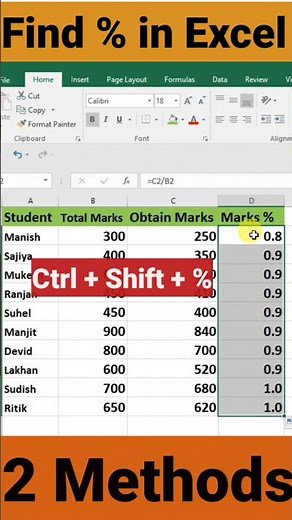 How to find Percentage in Excel | Excel me percentage kaise nikale ?
