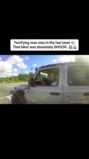 Terrifying near miss in the fast lane! 💨 That biker was absolutely SHOOK. 😰🙏#bikelife #nearmiss #motorcycle #closecall #dashcam