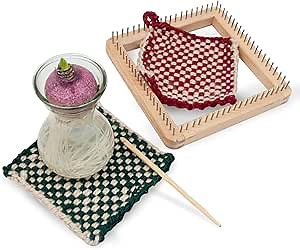FOSA Wooden Knitting, Hand Craft, Knitting Board Tool, for DIY Weaving Beginners Adults and Children (20 * 20cm)