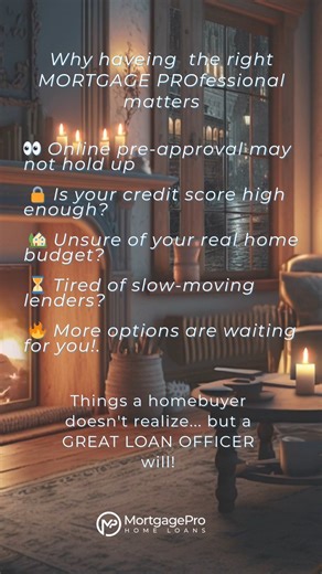  The right loan officer = less stress, more home. ✅ Skip the confusion. Get the guidance that actually works for YOU. ✨ #MortgageProHomeLoans #LicensedInMultipleStates #TheRightLoanOfficer | Mortgage Pro Home Loans | Facebook