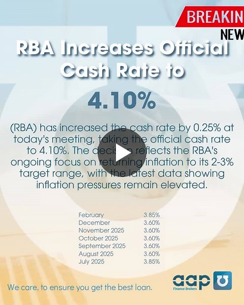 RBA Raises Cash Rate to 4.10% Amid Elevated Inflation | AAP Finance Brokers posted on the topic | LinkedIn