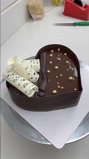 Beautiful chocolate heart shape cake decorating ideas #viral #trending #cake #heartcake #video
