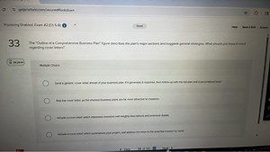 The "Outline of a Comprehensive Business Plan" figure describes... | Filo