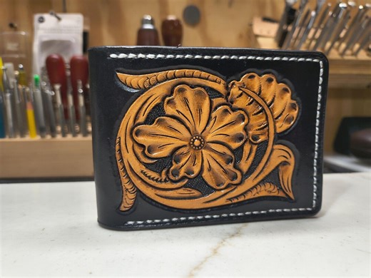 Handmade Tooled Leather Bi-fold Wallet - Etsy