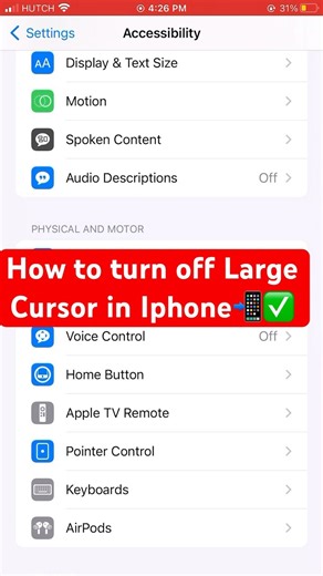How to turn off Large Cursor in Iphone📲✅ #iphone #large #cursor #tipsandtricks #tutorial