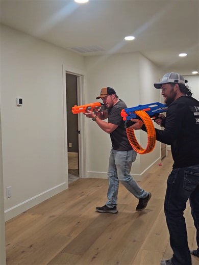 It might be time to get out the nurf guns again, it's been a long winter. @Rendall Yoder @Yodertoder #nurfgun #uncles #Newhouse #winterfun #family