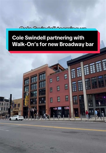@coleswindell is partnering with @Walk Ons for a Nashville location on Broadway! 🍻 The new bar is expected to open in 2027 at 215 Broadway, in between Kid Rock’s and Jelly Roll’s. #Nashville #615 #ColeSwindell #BroadwayNashville #Country