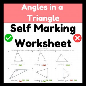 Angles In A Triangle - Self Marking Worksheet (Excel) - Year 6 to 10 Geometry