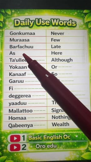 Learn Afaan Oromoo: Daily Words and Education Tools