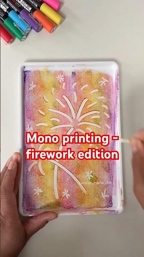 Firework Mono Print Art 🎆 Easy Painting Craft for Kids