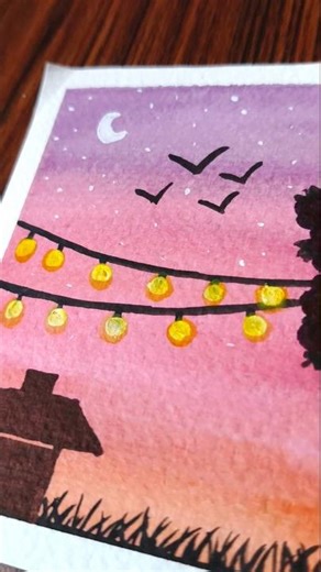 “Beautiful Sunset Watercolor Painting | Easy Evening Scenery for Beginners”