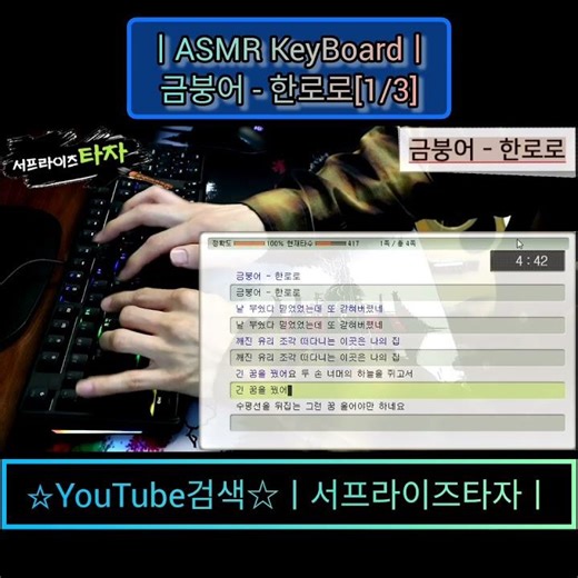 ASMR KeyBoardㅣ금붕어- 한로로[1/3] [타자검정:436타] ♪노래가사/키보드타건/한컴타자/타자연습/지데빌G917 #서프라이즈타자
