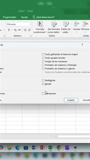 🚀 Convierte Filas en Columnas en Excel con Pegado Especial #excel #shorts #virales #exceltips