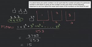 In a deck there are cards number 1 to 22 such that the number o... | Filo