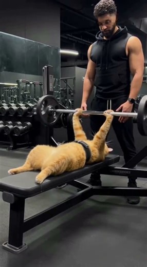 Muscle Day at the Gym… Cat Finishes the Set#funnyanimals #gymmotivation #viralvideo
