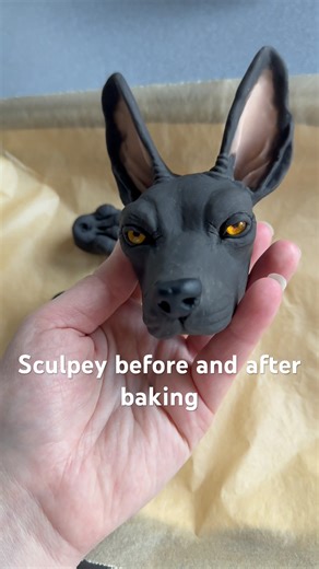 This is what my custom coloured super Sculpey looks like before and after I’ve baked it #sculpture