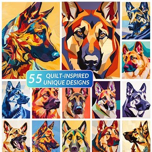 55 Modern Patchwork German Shepherd Quilt Arts, FPP Pattern Ideas, Digital Quilt-inspired Designs| Foundation Paper Piecing Inspiration - Etsy