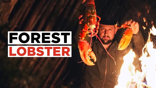 Whole Lobster Cooked in a Hand-Built Forest Shelter