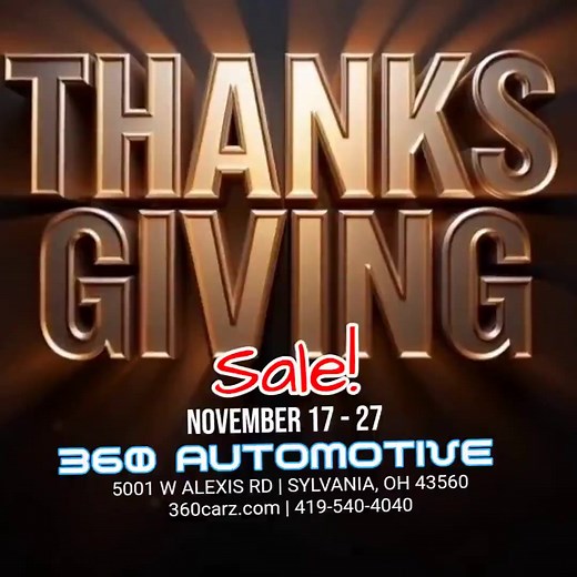 🦃🍁 🚨 THANKSGIVING BLOWOUT SALE 🚨 🍁🦃 📅 November 17th – 27th ONLY! 🔥 360 Automotive is COOKIN’ UP the BIGGEST DEALS of the SEASON! 🔥 If you’ve been waiting for the PERFECT time to upgrade your ride… THIS. IS. IT. 💯 💥 DOORBUSTER DEALS 💥 Massive Price Drops 💥 Fresh Inventory Hitting the Lot DAILY 💥 Holiday Savings You Don’t Want to Miss From gas savers to family SUVs to first-car specials — EVERYTHING is priced to MOVE! 🚗💨 🎉 Don’t miss your chance to grab a deal you’ll be THANKFUL f